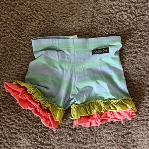 Colorful Striped Ruffle Shorts